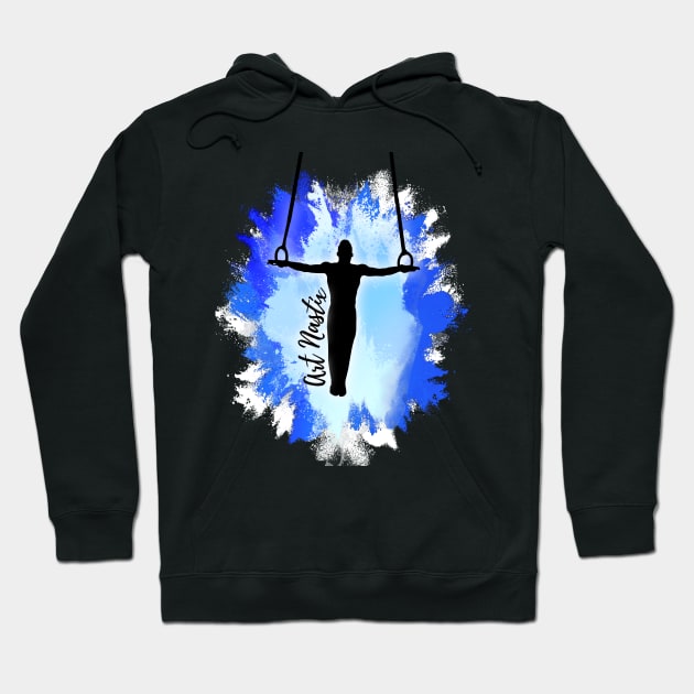 Male Gymnast Silhouette Art - Still Rings Hoodie by Art Nastix Designs